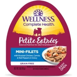 Wellness Petite Entrees Mini-Filets Chicken In Gravy Small Breed Natural Wet Dog Food, 3-oz Cup, 12 Count