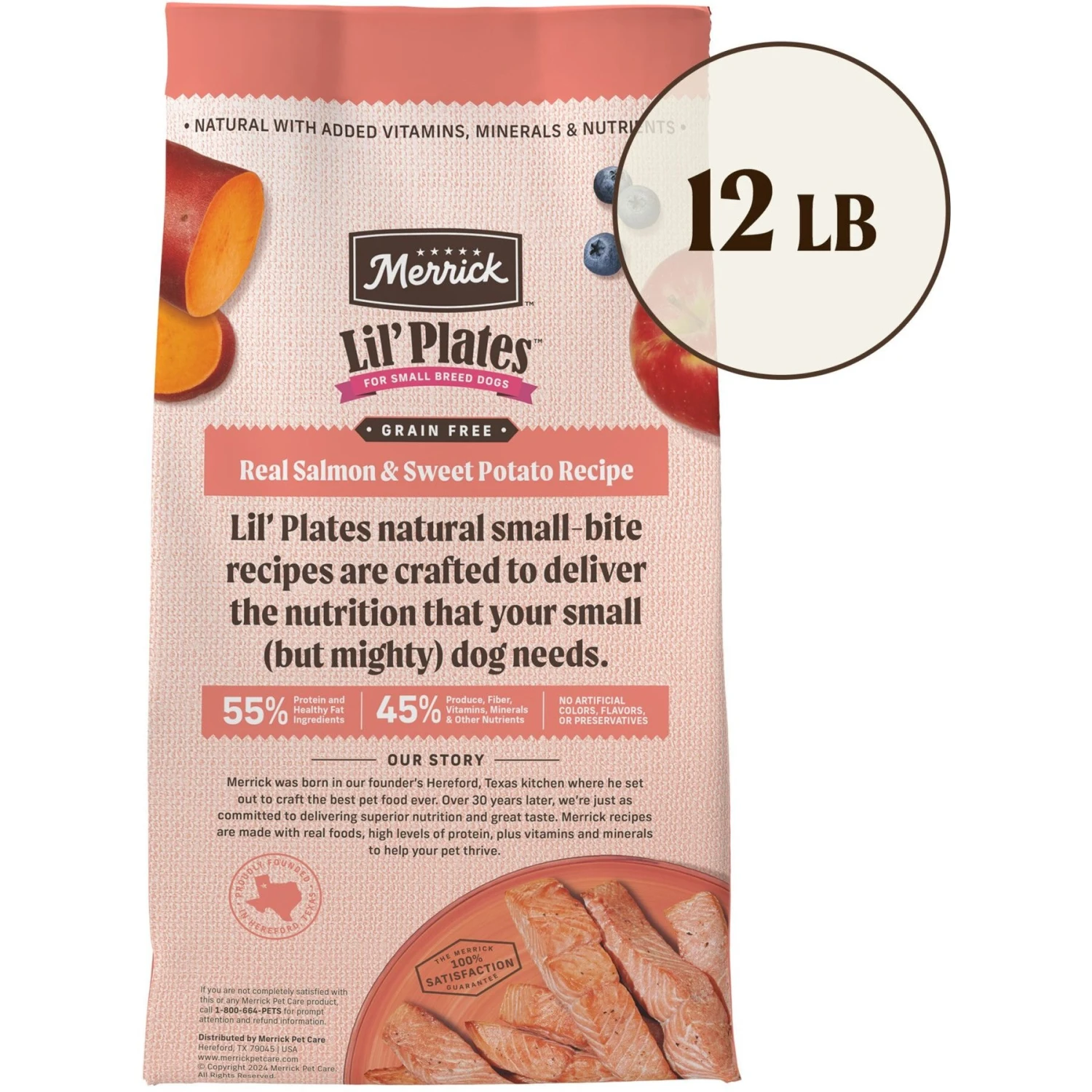 Merrick Lil' Plates Grain-Free Chicken-Free Real Salmon + Sweet Potato Recipe Small Breed Dry Dog Food 5 Merrick Lil' Plates Grain-Free Chicken-Free Real Salmon + Sweet Potato Recipe Small Breed Dry Dog Food - Image 3