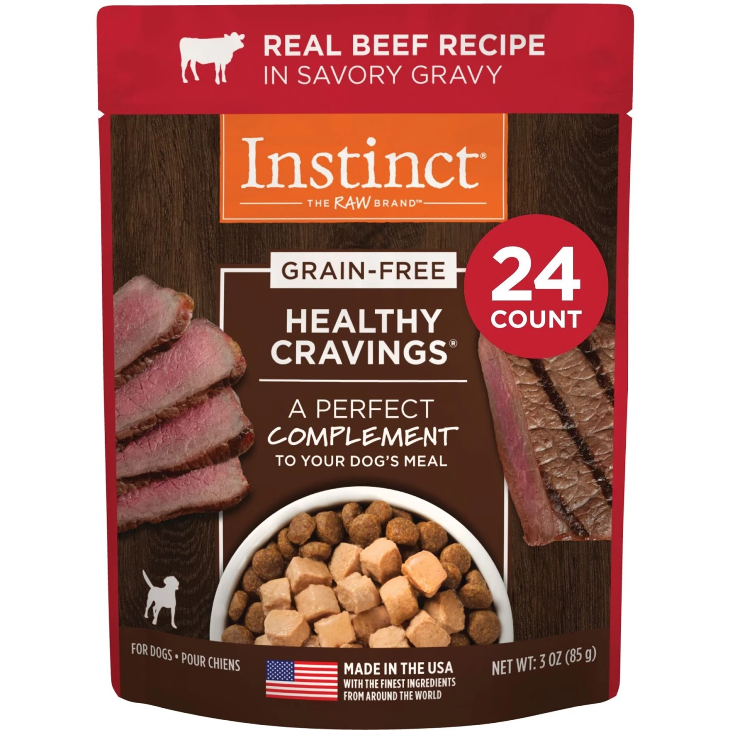 Instinct Healthy Cravings Grain-Free Cuts & Gravy Real Beef Recipe Wet Dog Food Topper 3 Instinct Healthy Cravings Grain-Free Cuts & Gravy Real Beef Recipe Wet Dog Food Topper