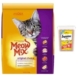 Meow Mix Original Choice Dry Cat Food & Temptations Classic Tasty Chicken Flavor Soft & Crunchy Cat Treats