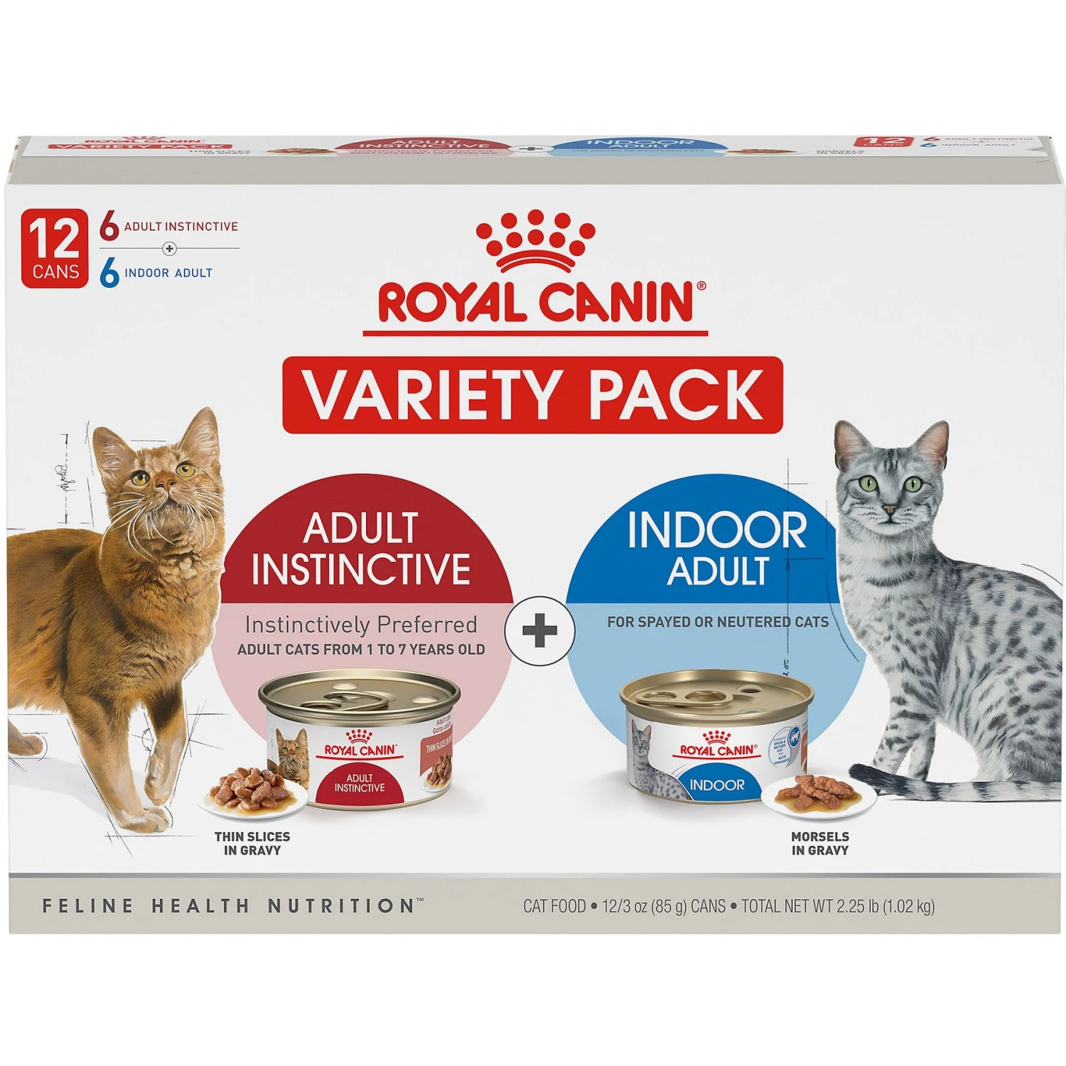 Royal Canin Feline Health Nutrition Adult Indoor & Instinctive Variety Pack Wet Cat Food, 3-oz Can, Case Of 12 3 Royal Canin Feline Health Nutrition Adult Indoor & Instinctive Variety Pack Wet Cat Food, 3-oz Can, Case Of 12