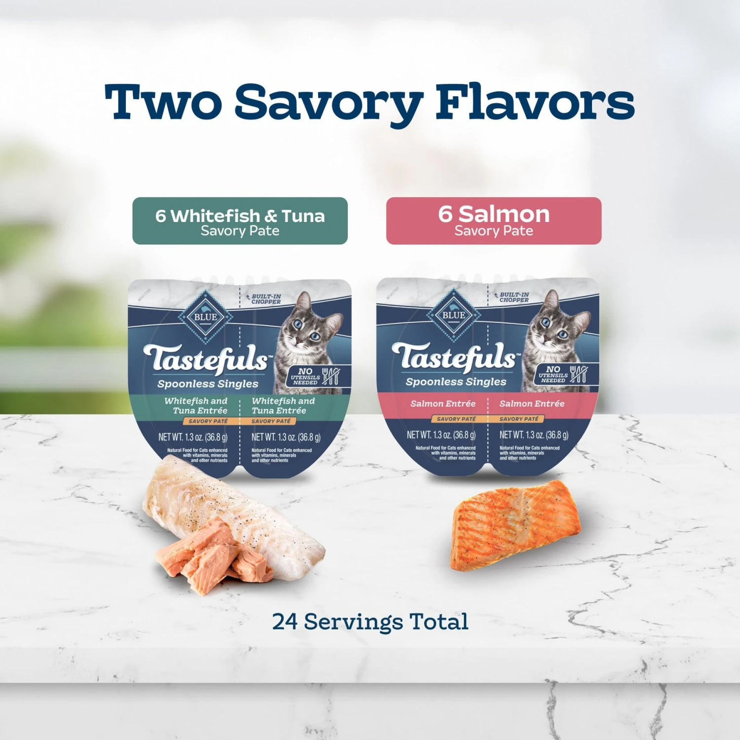 Blue Buffalo Tastefuls Spoonless Singles Whitefish, Tuna & Salmon Entree Variety Pack Adult Pate Wet Cat Food, 2.6-oz Twin Pack, Case Of 12 6 Blue Buffalo Tastefuls Spoonless Singles Whitefish, Tuna & Salmon Entree Variety Pack Adult Pate Wet Cat Food, 2.6-oz Twin Pack, Case Of 12 - Image 4