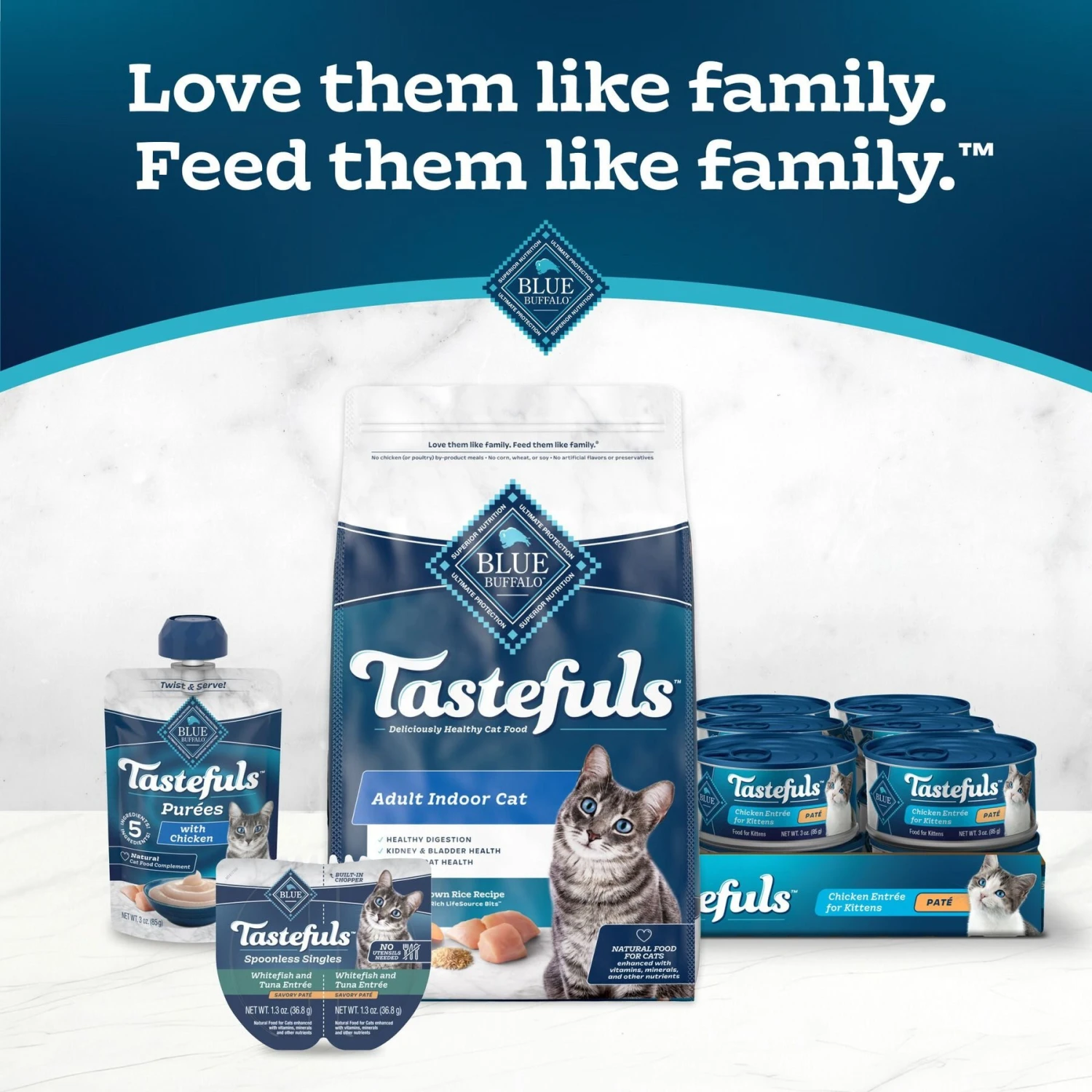 Blue Buffalo Tastefuls Spoonless Singles Whitefish, Tuna & Salmon Entree Variety Pack Adult Pate Wet Cat Food, 2.6-oz Twin Pack, Case Of 12 11 Blue Buffalo Tastefuls Spoonless Singles Whitefish, Tuna & Salmon Entree Variety Pack Adult Pate Wet Cat Food, 2.6-oz Twin Pack, Case Of 12 - Image 9