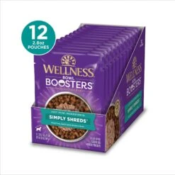 Wellness Bowl Boosters Simply Shreds Tuna, Beef & Carrots Natural Grain-Free Wet Dog Food Mixer Or Topper, 2.8-oz Pouch, Case Of 12 & Wellness Bowl Boosters Simply Shreds Chicken Liver & Broccoli Natural Grain-Free Wet Dog Food Mixer Or Topper, 2.8-oz Pouch, Case Of 12 -Blue Buffalo Shop 971566 PT3. AC SS1800 V1696339167