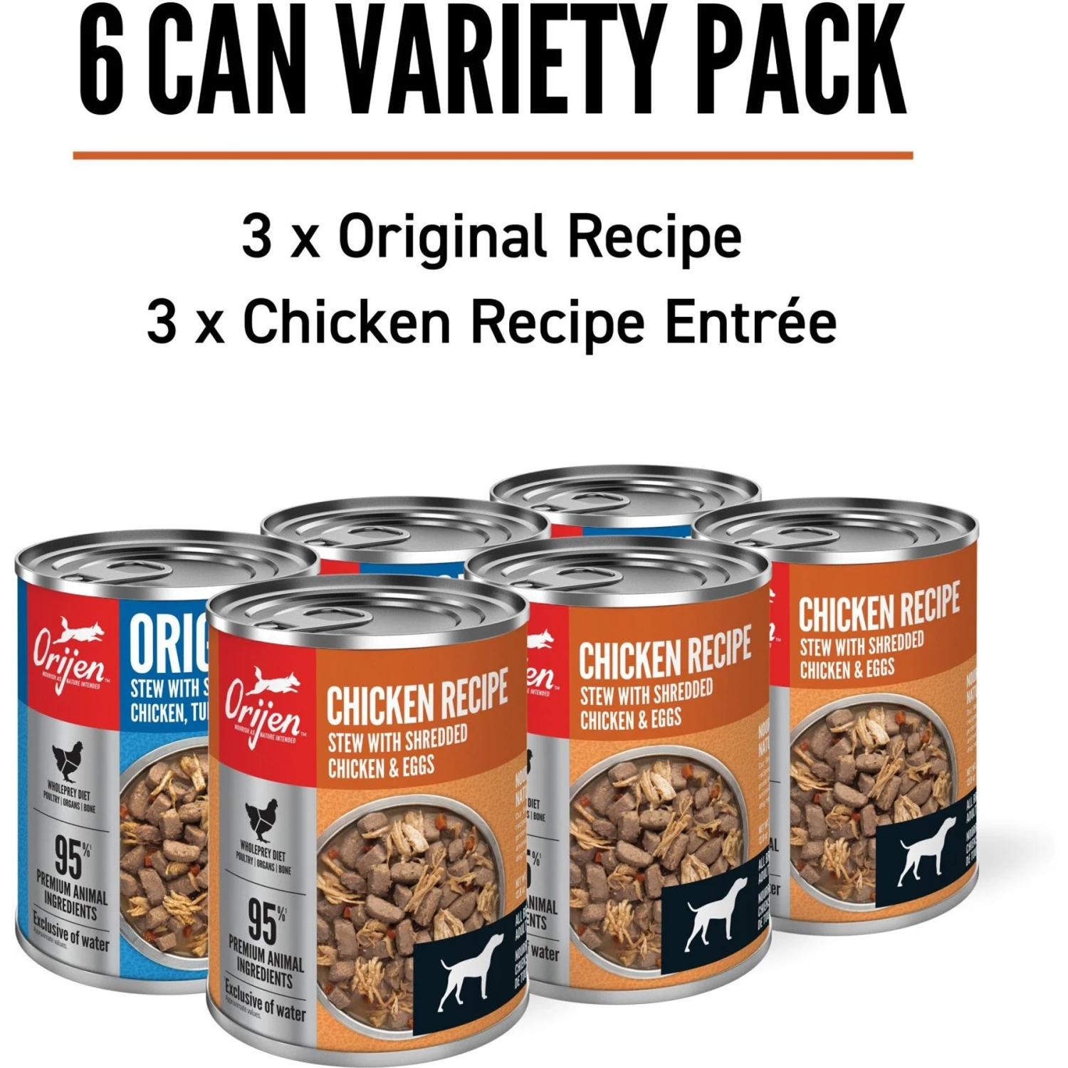 ORIJEN Original & Chicken Entree Variety Pack Grain-Free Wet Dog Food, 12-oz Can, Case Of 6 4 ORIJEN Original & Chicken Entree Variety Pack Grain-Free Wet Dog Food, 12-oz Can, Case Of 6 - Image 2