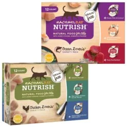 Rachael Ray Nutrish Chicken Lovers Variety Pack Natural Grain-Free Wet Cat Food & Rachael Ray Nutrish Ocean Lovers Variety Pack Natural Grain-Free Wet Cat Food