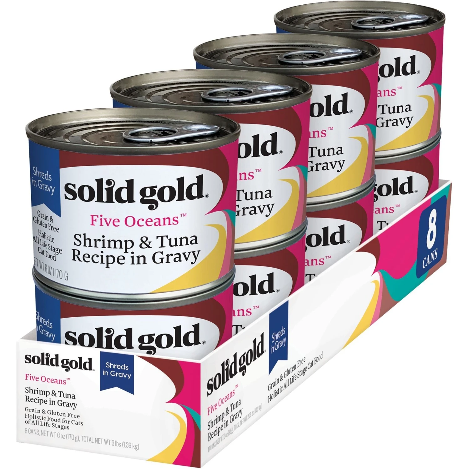 Solid Gold Five Oceans Shrimp & Tuna Recipe In Gravy Grain-Free Canned Cat Food 3 Solid Gold Five Oceans Shrimp & Tuna Recipe In Gravy Grain-Free Canned Cat Food
