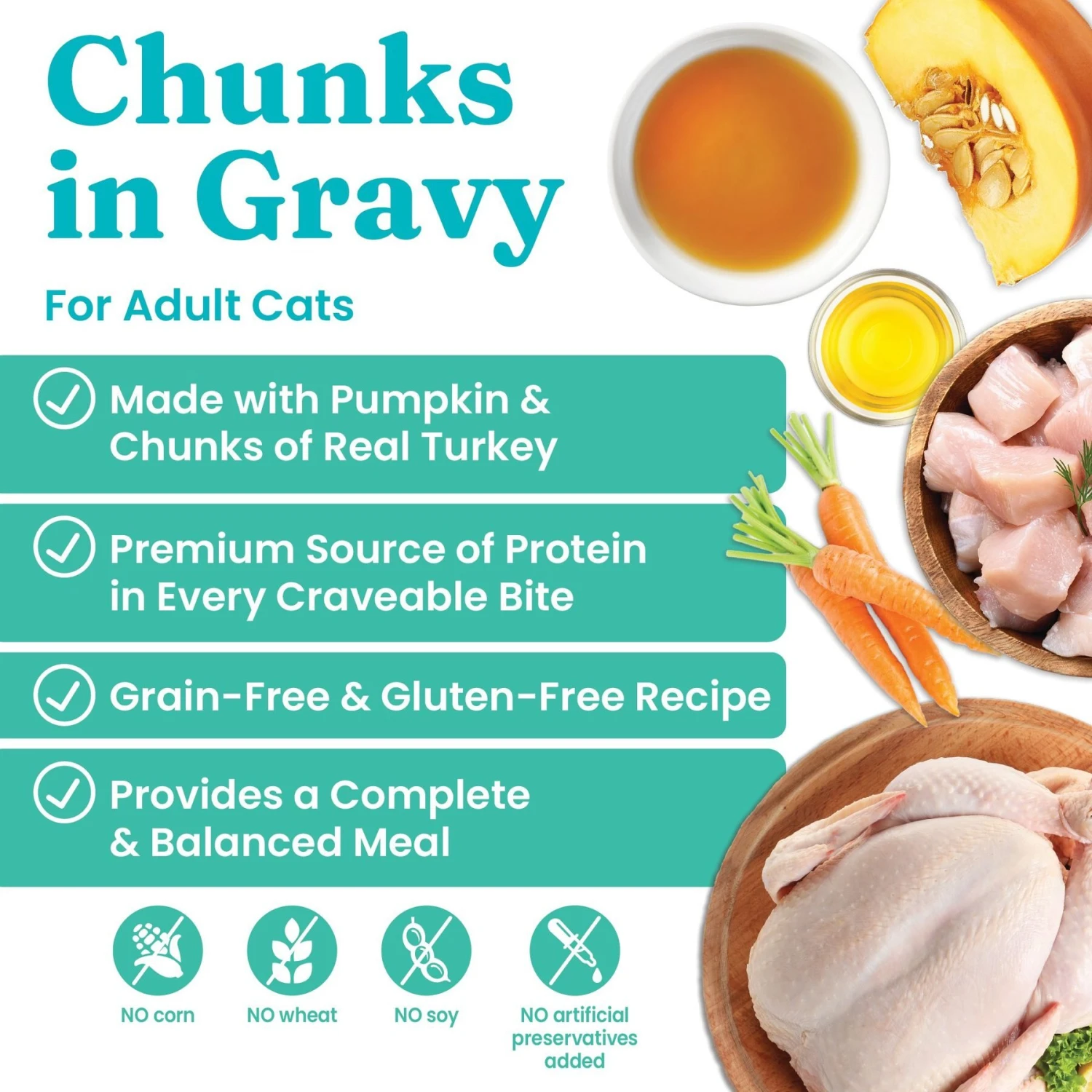 Solid Gold Wholesome Selects With Real Turkey & Pumpkin Recipe In Gravy Grain-Free Canned Cat Food 4 Solid Gold Wholesome Selects With Real Turkey & Pumpkin Recipe In Gravy Grain-Free Canned Cat Food - Image 2