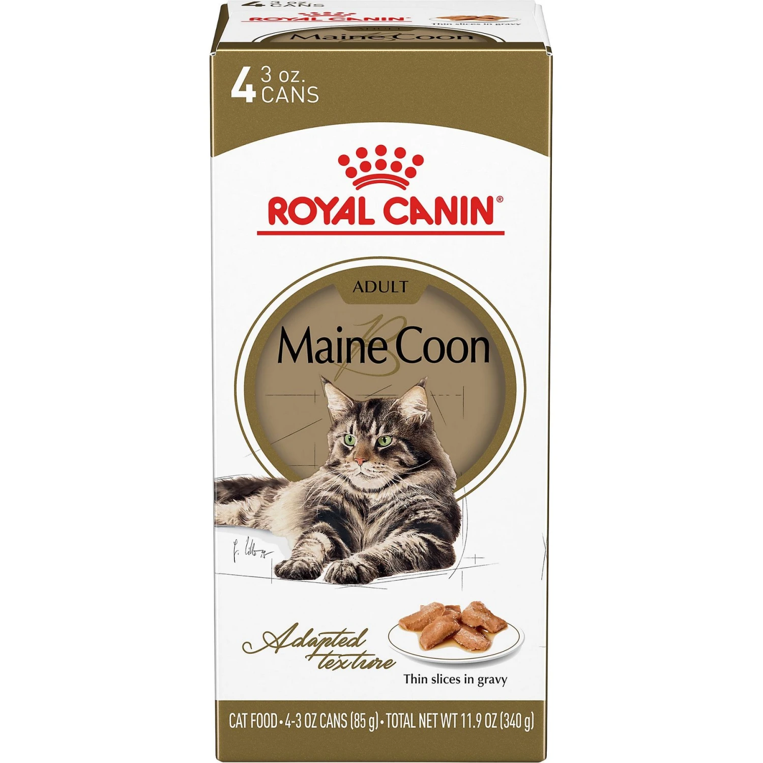 Royal Canin Feline Breed Nutrition Maine Coon Thin Slices In Gravy Adult Canned Cat Food, 3-oz, Case Of 4 3 Royal Canin Feline Breed Nutrition Maine Coon Thin Slices In Gravy Adult Canned Cat Food, 3-oz, Case Of 4